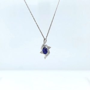 Platinum Offset Pendant w/ Cabochon Star Sapphire & RBC Diamonds