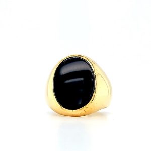 Vintage 1950’s Tiffany & Co. 18K Yellow Gold Oval Onyx Signet Style Ring 
