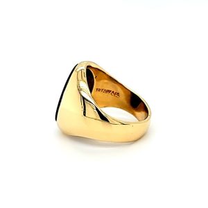 Vintage 1950’s Tiffany & Co. 18K Yellow Gold Oval Onyx Signet Style Ring 