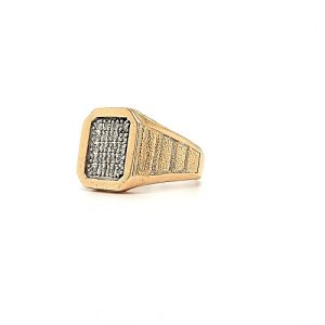 10K Yellow Gold Signet Ring w/ 20 Diamonds