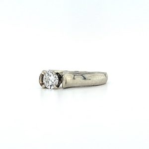 14K White Gold Engagement Ring w/ 0.33CT Round Brilliant Cut Canadian Diamond