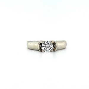 14K White Gold Engagement Ring w/ 0.33CT Round Brilliant Cut Canadian Diamond