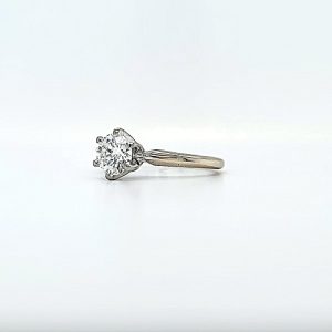 18K White Gold & Platinum .56CT RBC Diamond Solitaire Engagement Ring