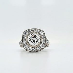 14K White Gold Hand Made Halo Style Diamond Engagement Ring w/ Diamond Accented Shank 3.77CT TDW
