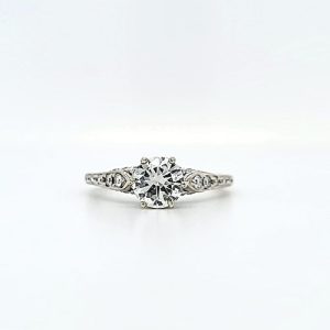 14K White Gold .81CT Diamond & Diamond Accented Filigree Style Engagement Ring 1.19TDW