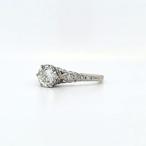 14K White Gold .81CT Diamond & Diamond Accented Filigree Style Engagement Ring 1.19TDW