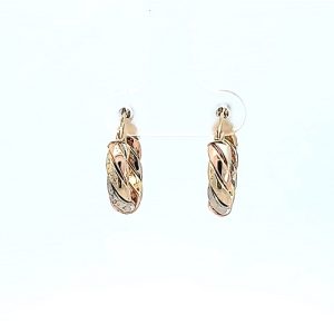 Pair of 14K Tri Gold Twist Leverback Hoop Earrings