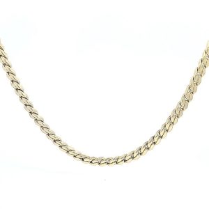 18K Yellow Gold 18″ Curb Link Necklace w/ Cabochon Sapphire Clasp