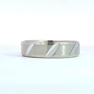 10K White Gold 6mm Diamond Cut Band Style Ring