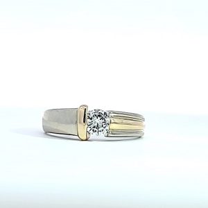 14K White & Yellow Gold .47CT RBC Diamond Solitaire Engagement Ring