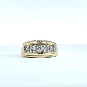 10K Yellow Gold 5 RBC Diamond Band Style Ring 1.00CT