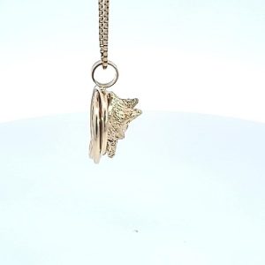 14K Yellow Gold Fox Head Pendant w/ Diamond Eyes