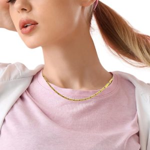 23.6K Yellow Gold 24.5″ Elongated Bar Link Chain