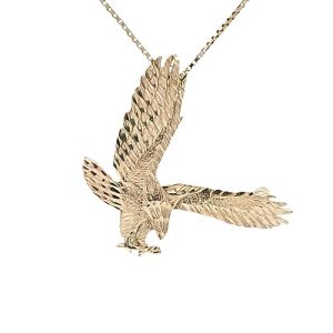 10K Yellow Gold 43mm Diamond Cut Eagle Slider Pendant
