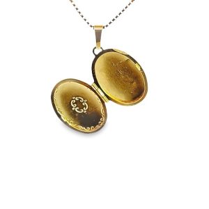 14K Yellow Gold 26mm Oval Locket Pendant
