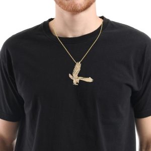 10K Yellow Gold 43mm Diamond Cut Eagle Slider Pendant