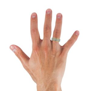10K Yellow & White Gold Hammered Centre Band