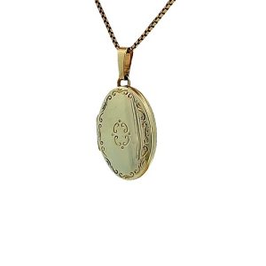 14K Yellow Gold 26mm Oval Locket Pendant
