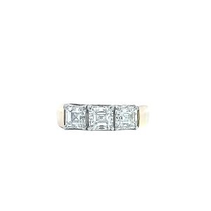 18K Yellow & White Gold 3 Emerald Cut Diamond Ring 1.26CT TDW
