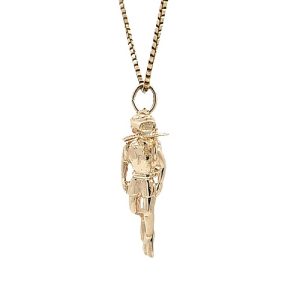 14K Yellow Gold 27mm Scuba Diver Charm/Pendant