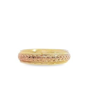 10K Rose & Yellow Gold 5mm Continuous Pattern Comfort Fit Band