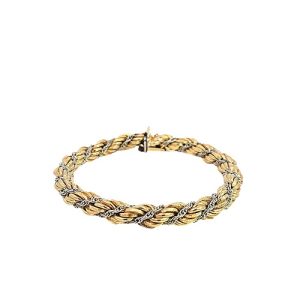 18K Yellow & White Gold 7″ Rope Link Bracelet
