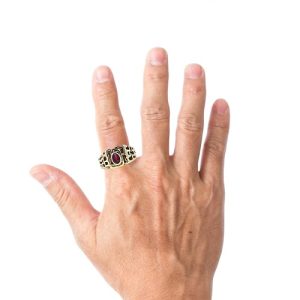 10K Yellow Gold Oval Ruby Abstract Ring