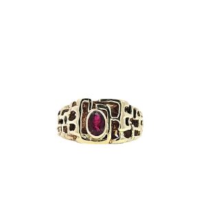 10K Yellow Gold Oval Ruby Abstract Ring