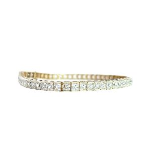 14K Yellow Gold 7″ Square Cut CZ Tennis Bracelet