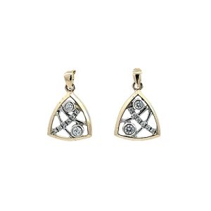 Pair of 14K Yellow & White Gold RBC Diamond Dangle Stud Earrings