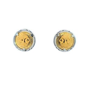 Pair of 1/10 Ounce Fine Gold First Nation Coins in Sterling Silver Holder Earrings