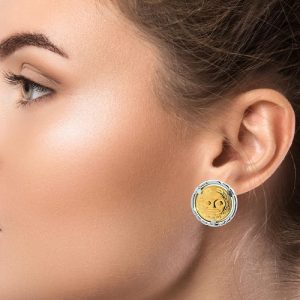 Pair of 1/10 Ounce Fine Gold First Nation Coins in Sterling Silver Holder Earrings