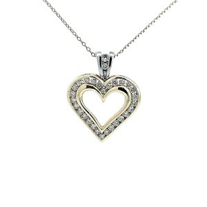 10K Yellow Gold 31 RBC Diamond Heart Pendant