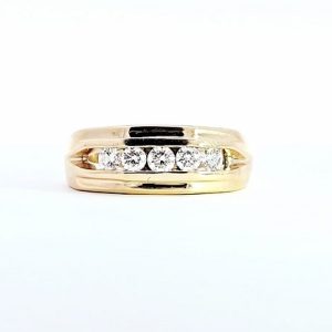 10K Yellow Gold 5 RBC Diamond Channel Band Style Ring .50TDW