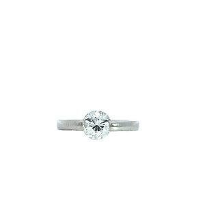 18K White Gold .76CT Pseudo Tension Set Round Brilliant Cut Diamond Solitaire Engagement Ring