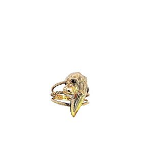 14K Yellow Gold Dogs Head w/ Sapphire Eyes