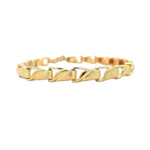 24K Yellow Gold 7″ Stylized Open Link Bracelet w/ “S” Clasp