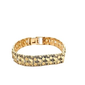 10K Yellow Gold 8″ Nugget Style Link Bracelet