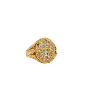 22K Yellow Gold CZ Signet Ring