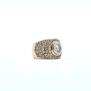 14K Yellow & White Gold Band Style Ring w/ .77CT VS-1 Centre Diamond & 80 Diamonds