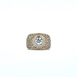 14K Yellow & White Gold Band Style Ring w/ .77CT VS-1 Centre Diamond & 80 Diamonds