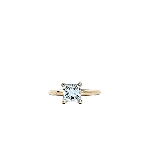 18K Yellow Gold Engagement Ring w/ 1.09CT Princess Cut Diamond Solitaire