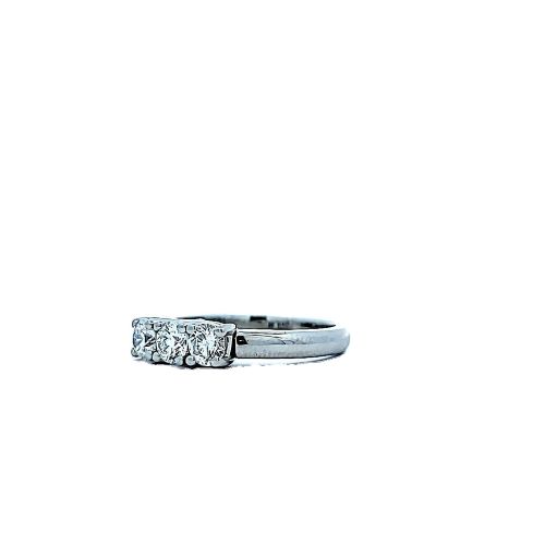 19K White Gold Band Style Ring w/ 3 RBC Diamonds .79TDW