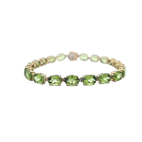 14K Yellow Gold 7″ Oval Peridot Tennis Bracelet