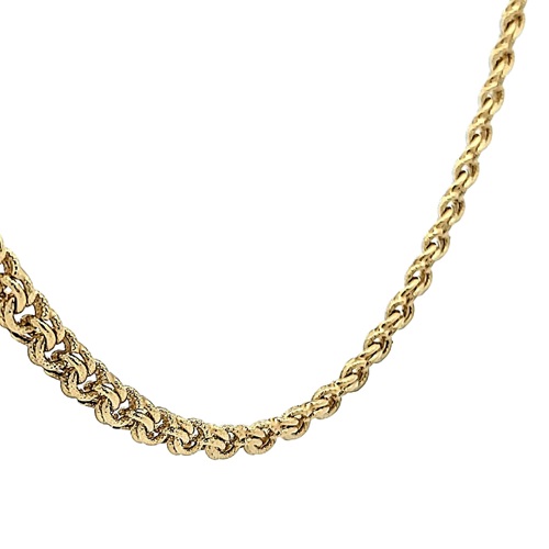 18K Yellow Gold 26″ Textured Double Open Curb Link Chain