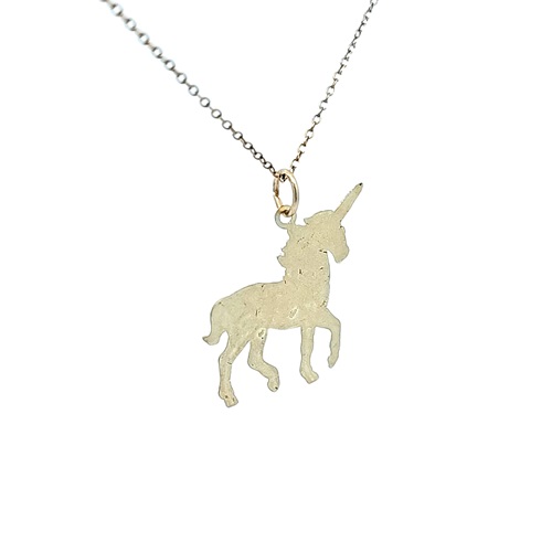 10K Yellow Gold 27mm Unicorn Pendant