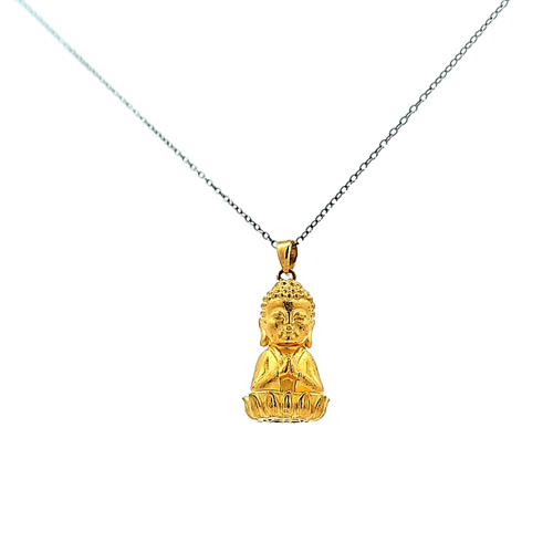 24K Yellow Gold 23mm Buddha Charm/Pendant