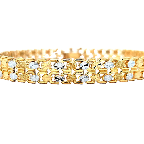 22K Yellow Gold 7.5″ Diamond Cut Flat Link Bracelet