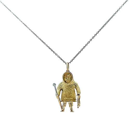 Vintage Nino 18K Yellow Gold Articulated Inuit Hunter Charm/Pendant