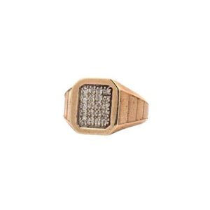10K Yellow Gold Signet Ring w/ 20 Diamonds